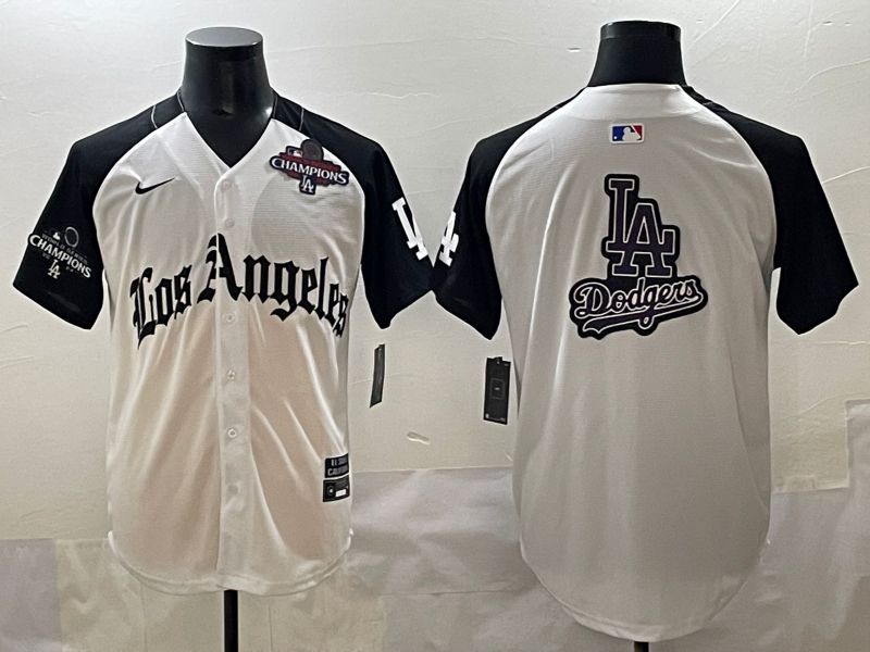 Men 2025 Los Angeles Dodgers Blank White black Five generations Joint Name Nike MLB Jersey style 52624